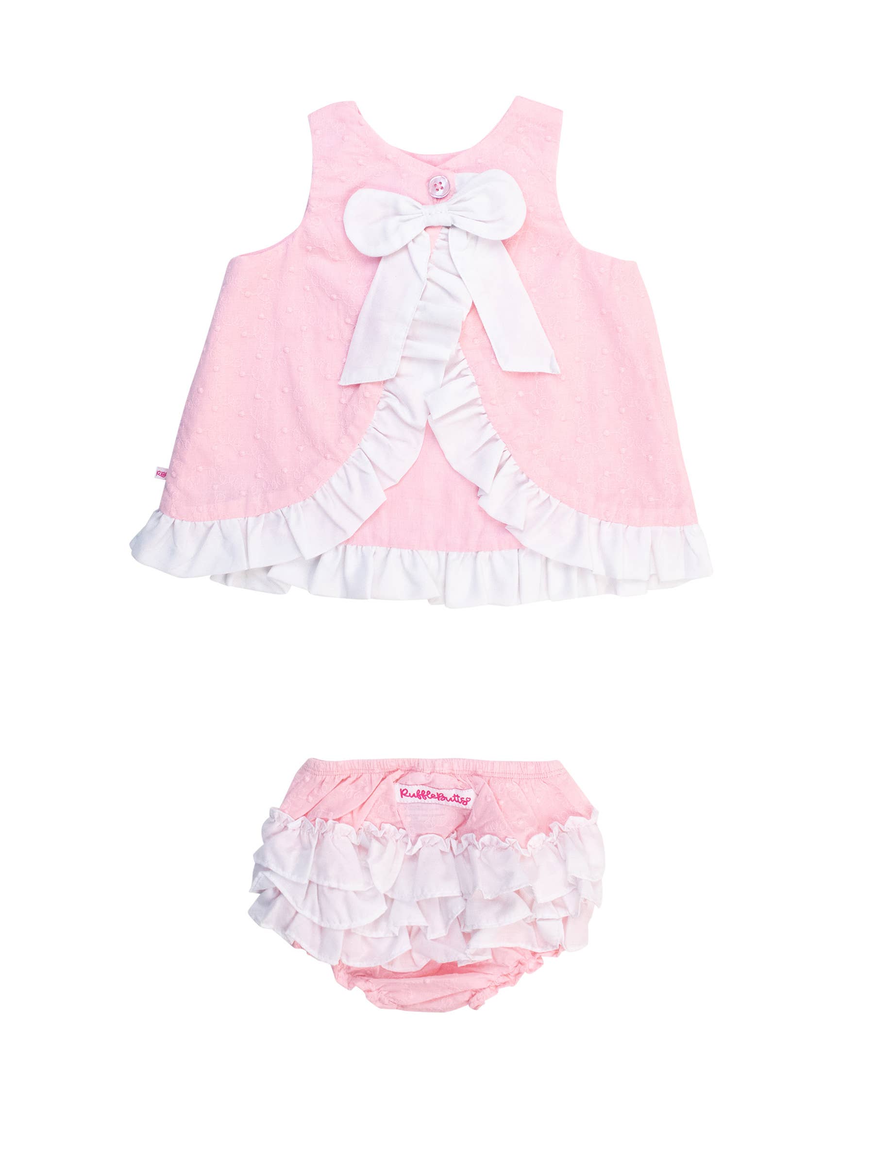 Pink & White Swiss Dot Swing Top & Bloomer Set
