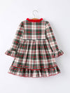 Christmas Plaid with Santa Applique Dress