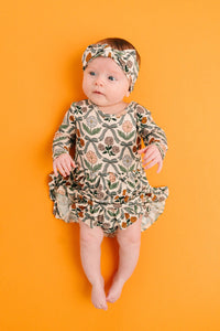 Cottage Bow Long Sleeve Bodysuit Bamboo Dress