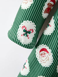 Christmas Santa & Green Holiday Print Twirl Dress