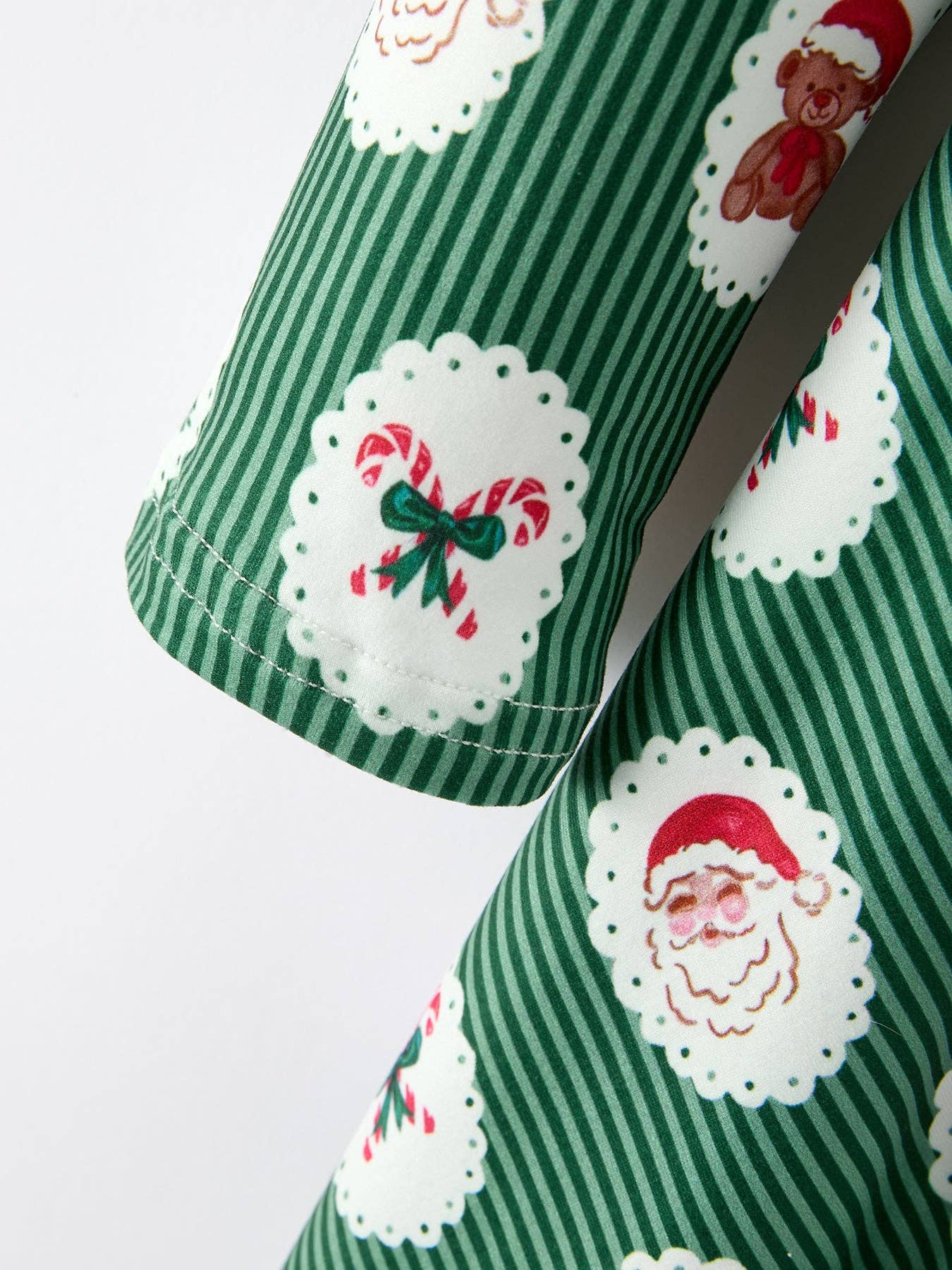 Christmas Santa & Green Holiday Print Twirl Dress