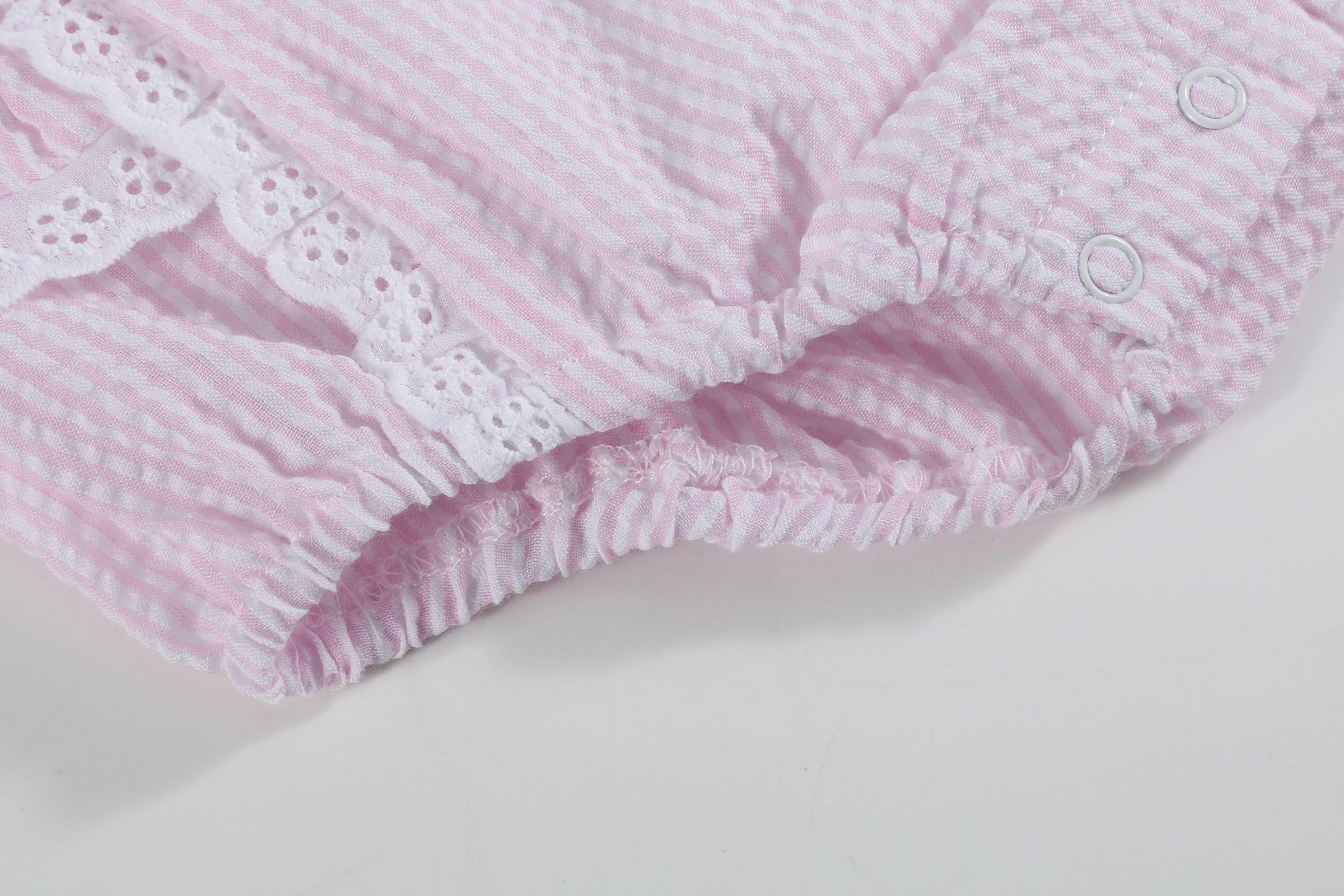 Pink Seersucker Easter Bunny Ruffle Romper