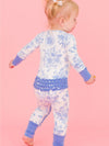 Periwinkle Blue Butterfly Garden Toile Bamboo Ruffle Zipper Pajama