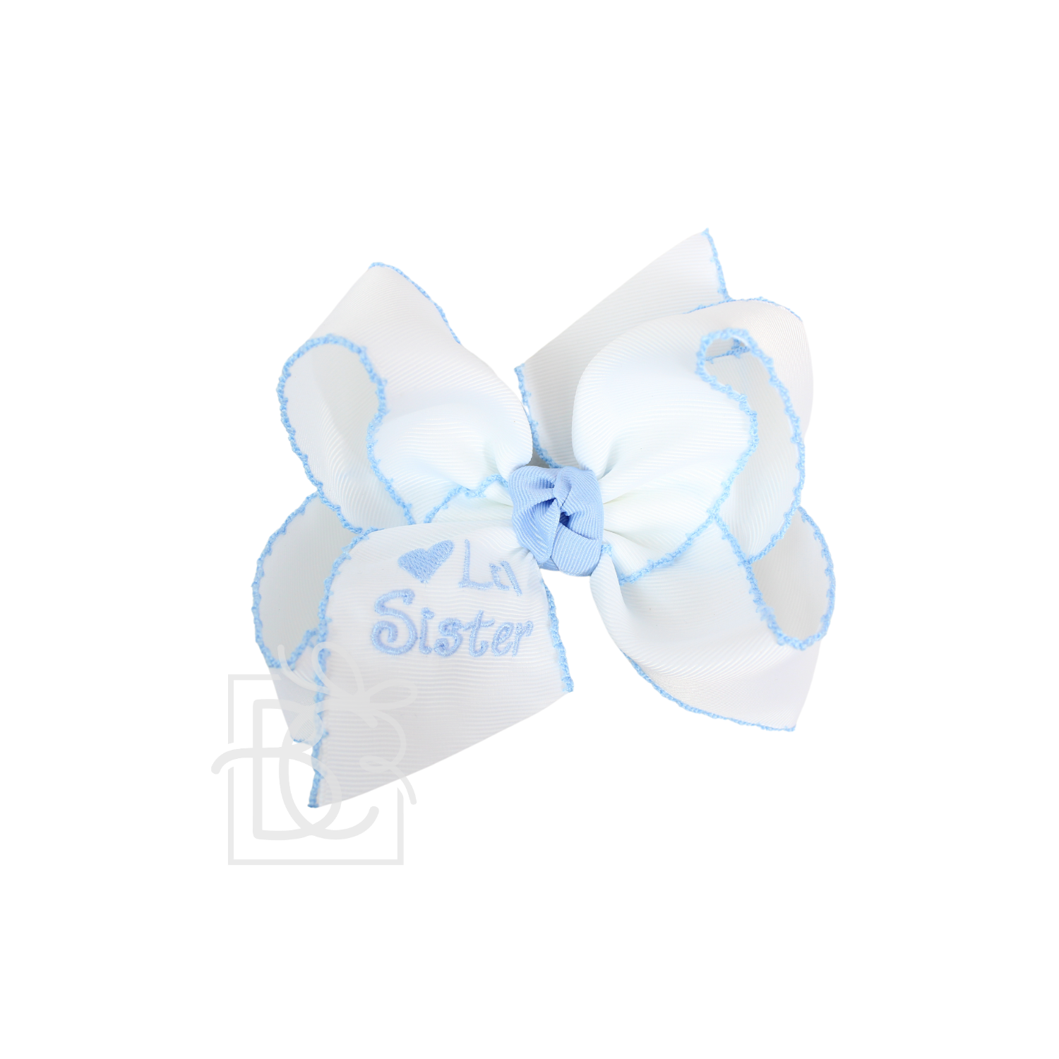 Embroidered Big Sister & Lil Sister Crochet Edge Bow