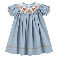 Pinstripe Turkey Smocked Bishop Dress