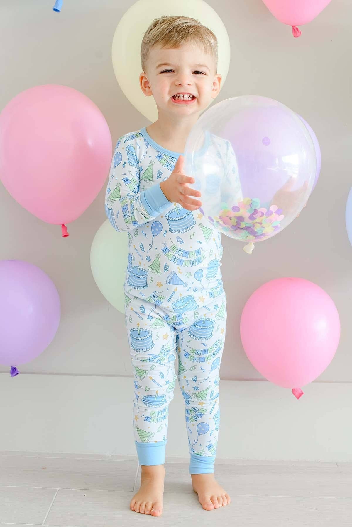 Two-Piece Bamboo Pajamas | Birthday Bash Blue