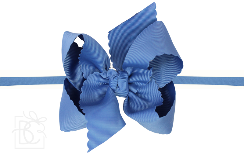 Nylon Headband w/ Scalloped Bow (Mult. Colors)