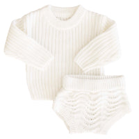 Knit Sweater & Lace Bloomer Set | Dove