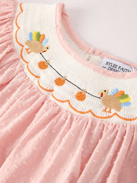 Thanksgiving Embroidery Smock Dress