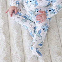 Dragon Adventure Zipper Footie | Blue