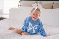 Blue Toile Applique Bow Sweatshirt
