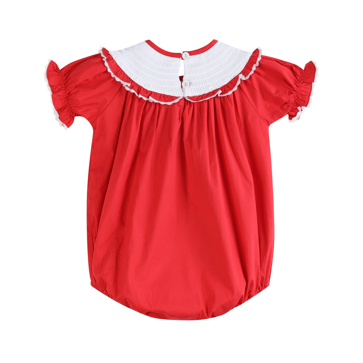 Red Santa Smocked Ruffle Bubble Romper