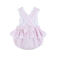 Pink Seersucker Easter Bunny Ruffle Romper