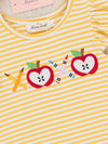 Striped Embroidered Apples Pencils & Ruffle Outfit