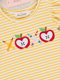 Striped Embroidered Apples Pencils & Ruffle Outfit
