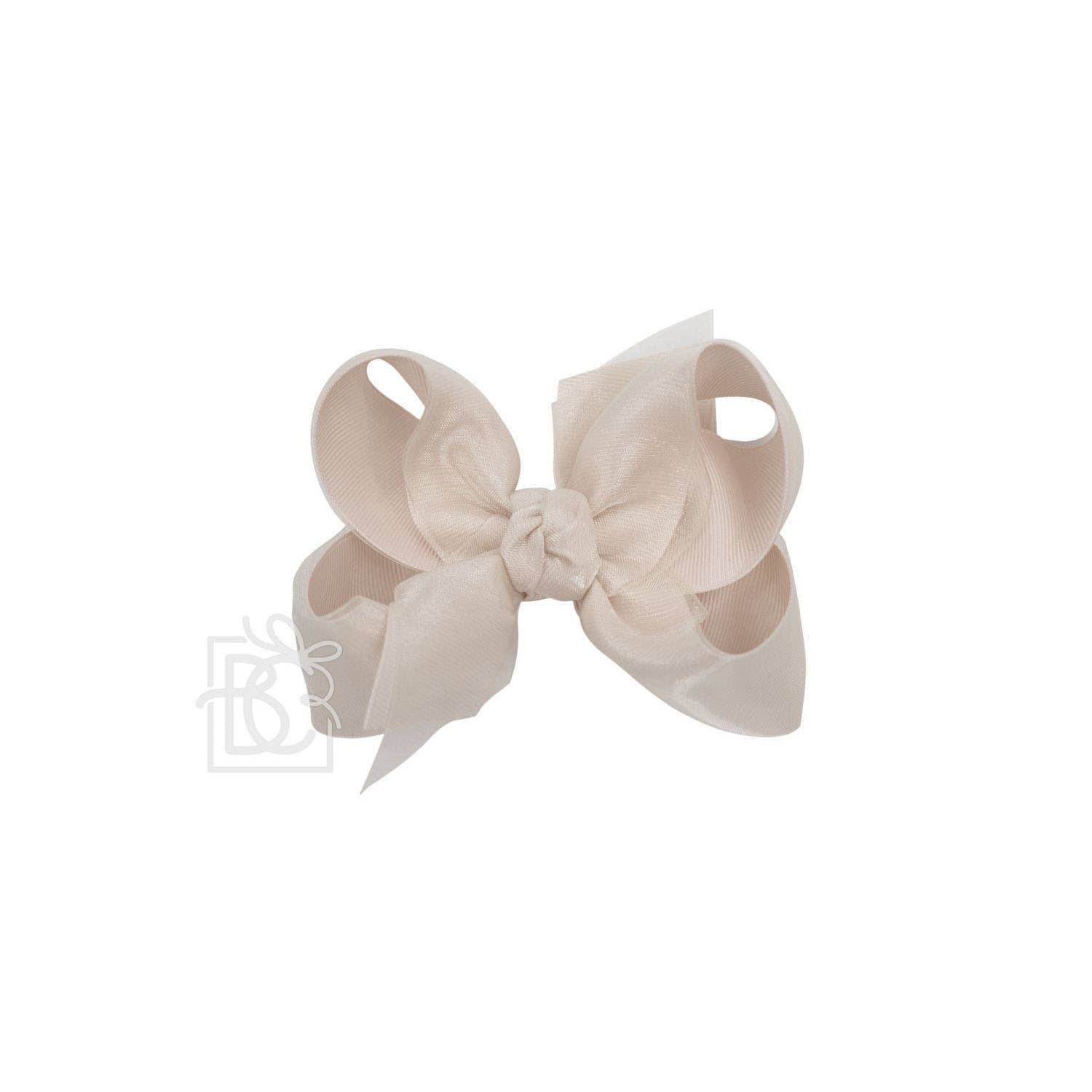 LAYERED ORGANZA/GROSGRAIN BOW ON CLIP