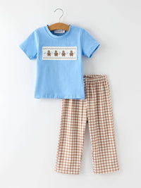 Christmas Gingerbread Plaid Boys Set