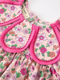 Hot Pink Floral Petals Collar Dress