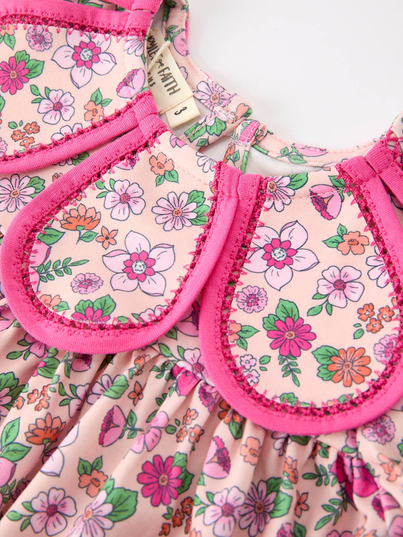 Hot Pink Floral Petals Collar Dress