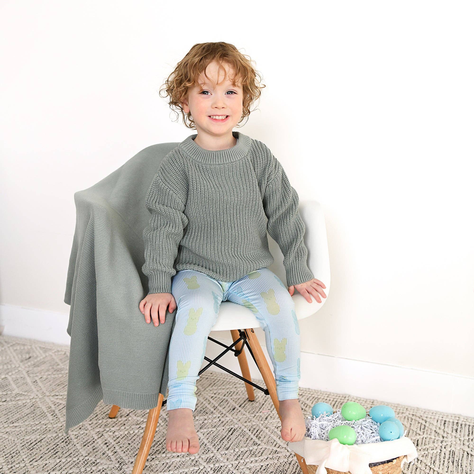 Sage Bunny TWO PIECE Easter Bamboo Lounge Set Kids Clothing