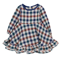 Fall Vintage Plaid Ruffle Swing Dress