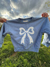 Blue Toile Applique Bow Sweatshirt