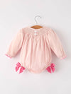 Pink Ghost Embroidery Smocked Bubble