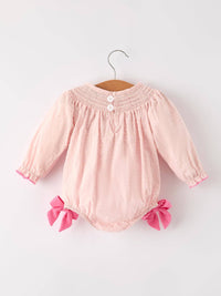 Pink Ghost Embroidery Smocked Bubble