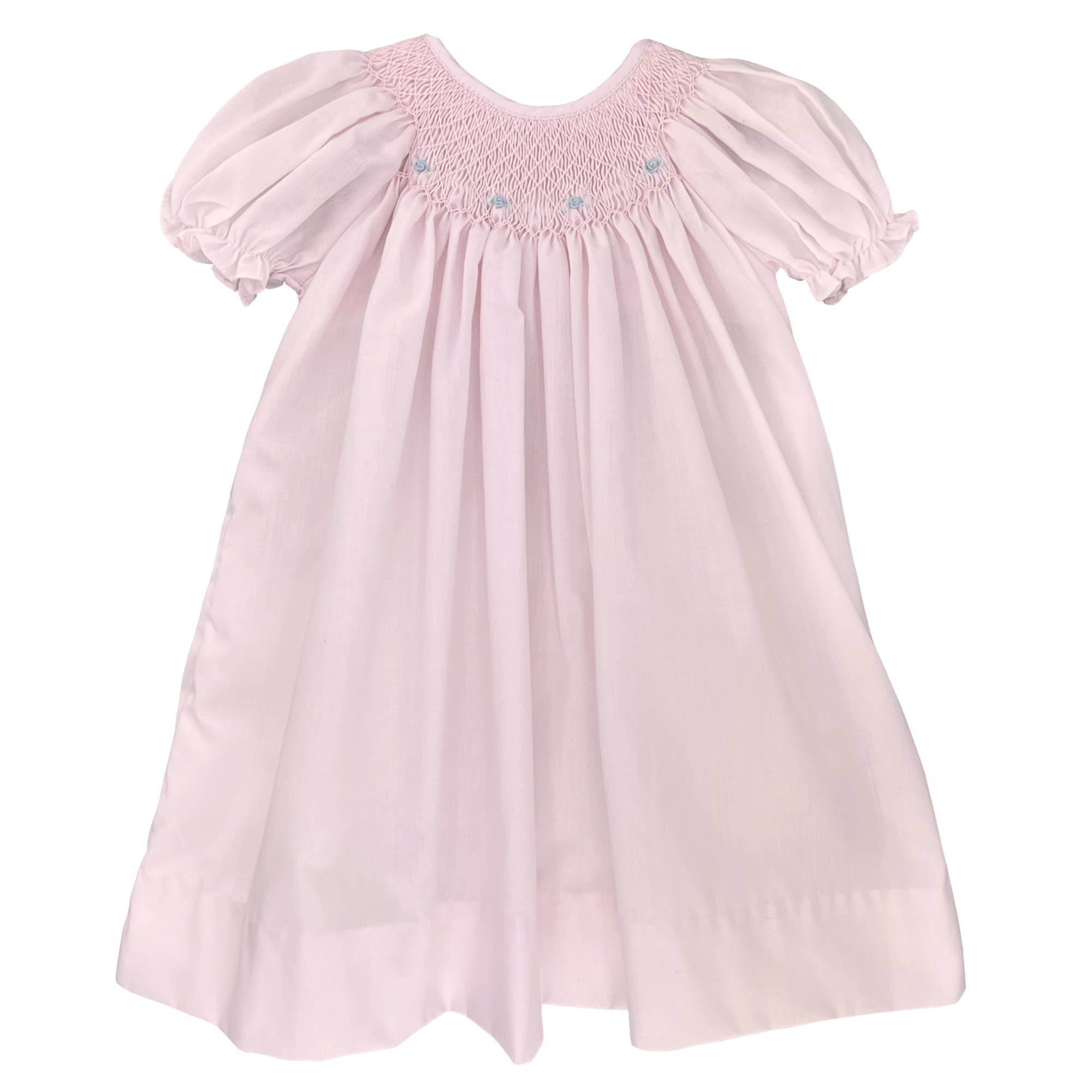Smocked Daygown with Raglan Embroidery - Pink
