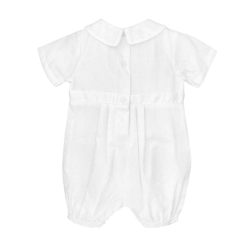 Christening Romper with Pintucks + Bonnet