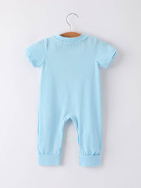 Blue Smocked Cross Romper