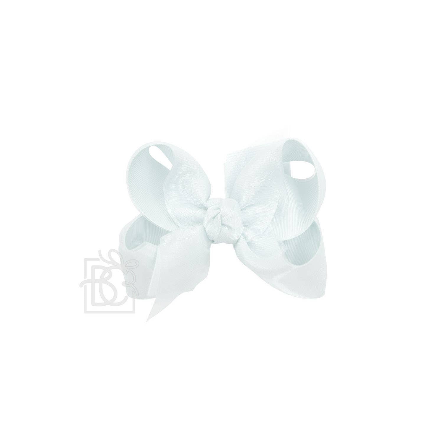 LAYERED ORGANZA/GROSGRAIN BOW ON CLIP
