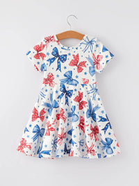 Patriotic Bow Star Girls Dress