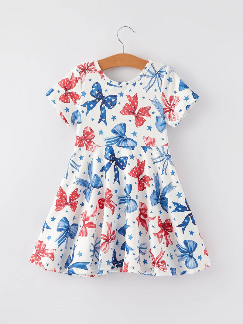Patriotic Bow Star Girls Dress