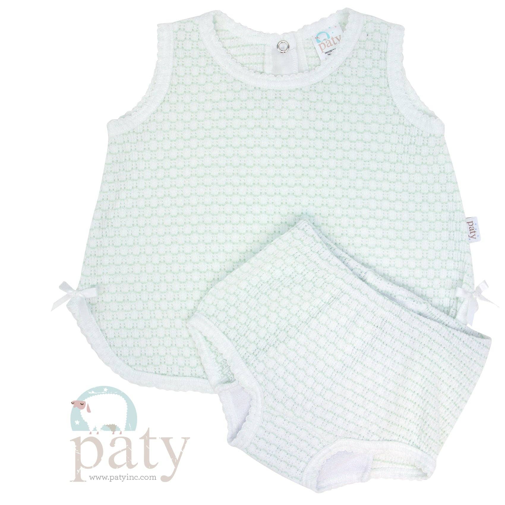 Paty Knit 2 Piece Diaper Set With Bows