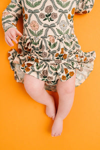 Cottage Bow Long Sleeve Bodysuit Bamboo Dress