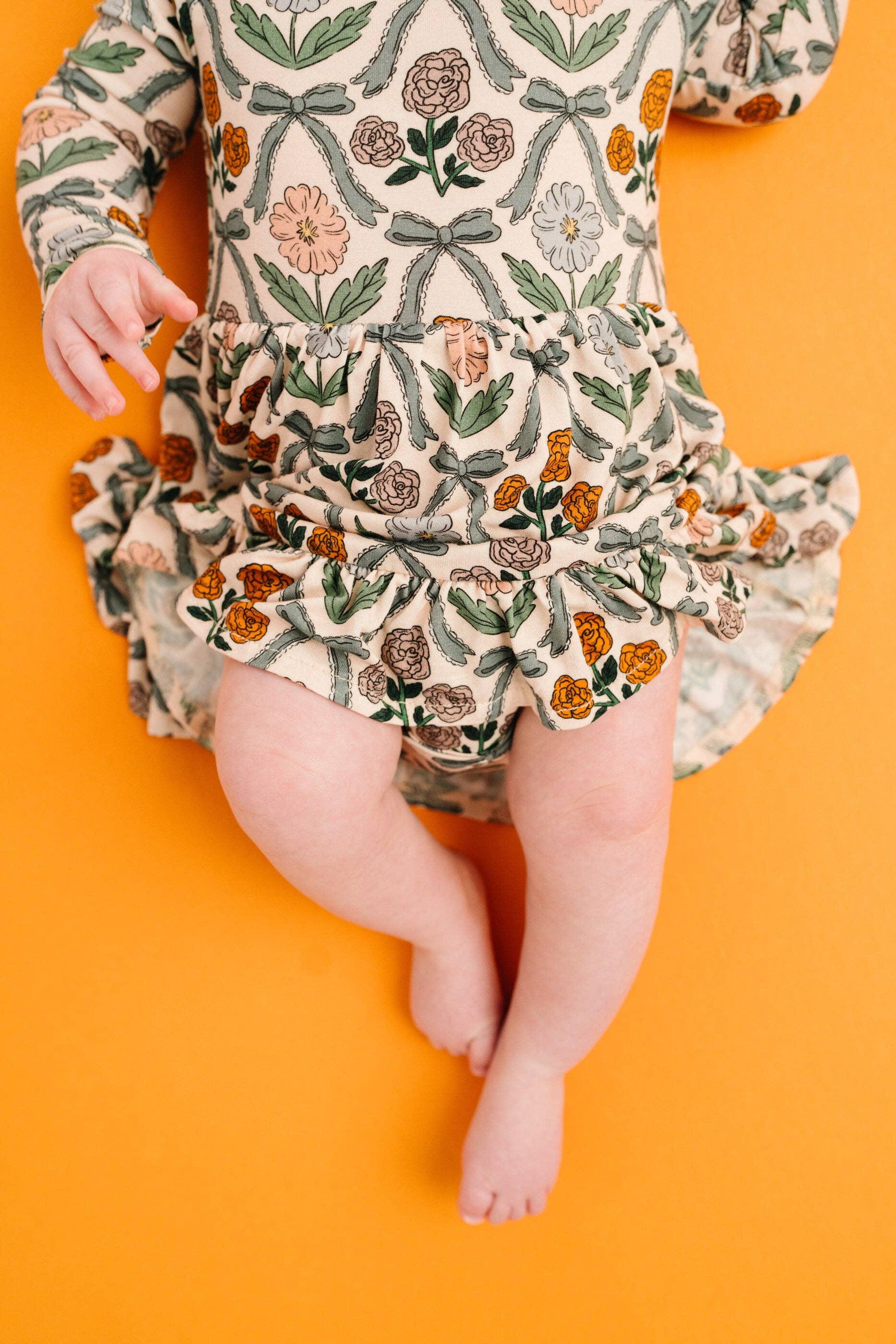 Cottage Bow Long Sleeve Bodysuit Bamboo Dress