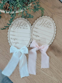 Hello World Baby Birth Announcement Sign – Vintage inspired