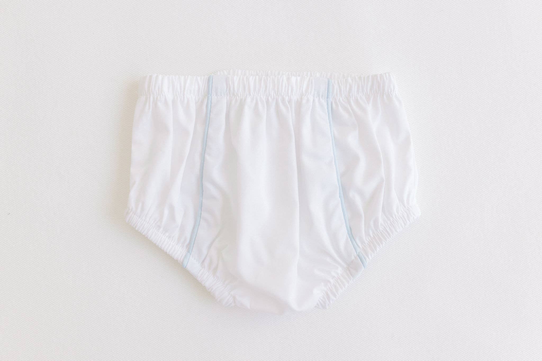 Diaper Cover - White with Blue Trim