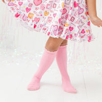 Blossom Scalloped Knee High Socks