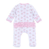 Santa Baby Print Ruffle Zip Footie - Pink