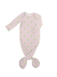 Fancy Tulips (Cottage Pink) Knotted Infant Gown