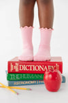 Ribbed Lettuce Trim Midi Socks - Blossom
