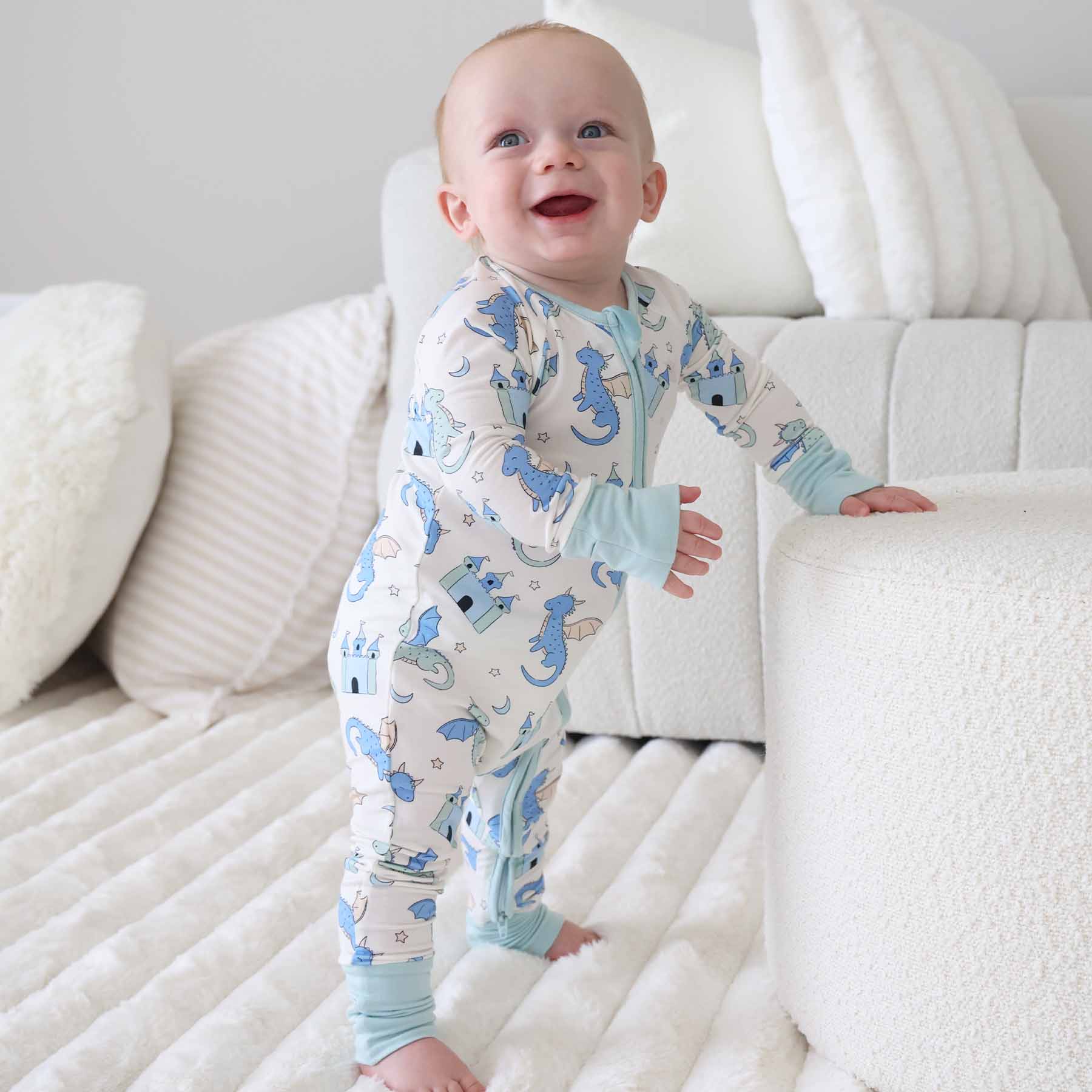 Dragon Adventure Convertible Zip Romper | Blue