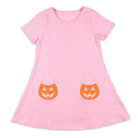 Girls Pumpkin Pocket Dress - Pink Stripe