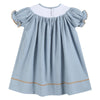 Pinstripe Turkey Smocked Bishop Dress