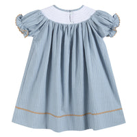 Pinstripe Turkey Smocked Bishop Dress