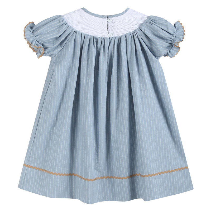 Pinstripe Turkey Smocked Bishop Dress