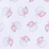 Santa Baby Print Ruffle Zip Footie - Pink