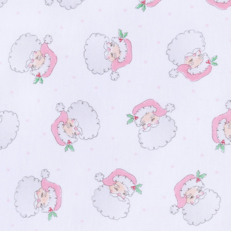 Santa Baby Print Ruffle Zip Footie - Pink